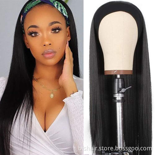 BIS 28 Brazilian 100% human hair straight headband  wigs seamless wigs 150 density Remy human hair wigs for black women